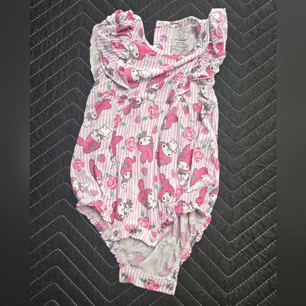 Posh Peanut Pink and White Striped Baby Romper